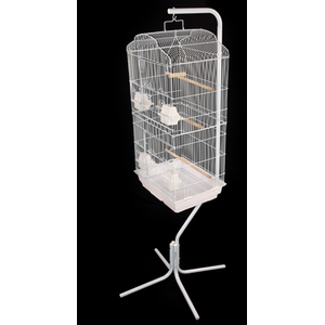 Metal Bird Cage with Stand - White by Actiaspet