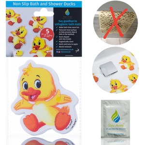 Anti Slip Kids Bath Stickers - Cute Duck ( 5x Pack ) - yellow by Slips Away
