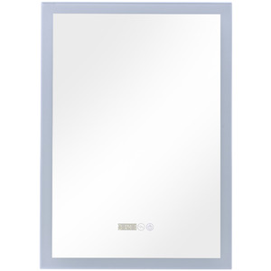 Aluminum Rounding LED Bathroom Mirror with Clock Fog Free - White by Livingandhome