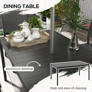 Outsunny 7 Piece Garden Dining Set with Breathable Mesh Seat Aluminium Top - Grey by Outsunny