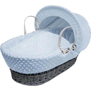 Blue Dimple Grey Wicker Moses Basket - Blue by Kinder Valley