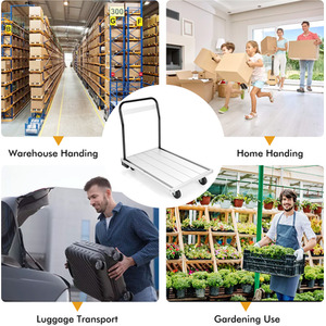 Folding Alloy Platform Cart - White by Costway