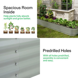 Silver Galvanized Steel Oval Raised Garden Bed by Livingandhome