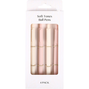 Pack of 4 Soft Tones Ball Pens