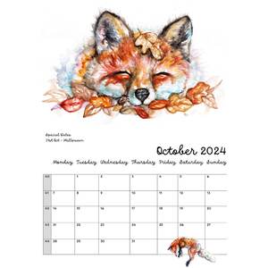 Foxes in Watercolour 2024 Calendar by BebesArts