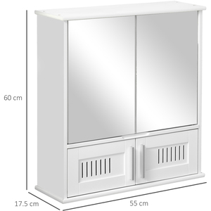 kleankin Bathroom Mirror Cabinet Wall Mount Storage Cupboard - White by kleankin