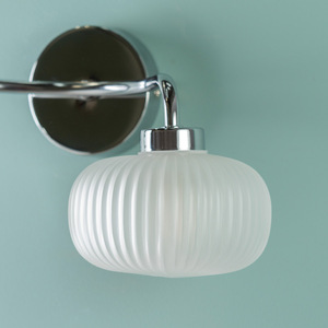 Amaia 2 Way IP44 Bathroom Wall Light with Ribbed Glass Shade - Silver by ValueLights