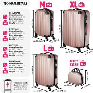 tectake Suitcase Set 4-Piece Pucci - Rose Gold by tectake