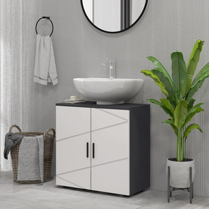 kleankin Pedestal Sink Cabinet with Shelf Light Grey - Light Grey by kleankin