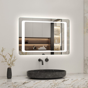 800x600mm LED Bathroom Mirror Anti-fog Dual Touch - White by AicaBathroom