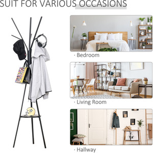 HOMCOM 180cm Free Standing Coat Rack - Black by HOMCOM