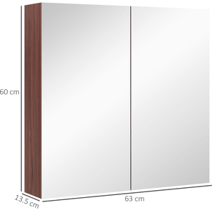 HOMCOM Double Door Bathroom Mirrored Cabinet - Light Walnut by HOMCOM