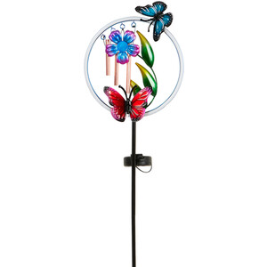 Solar Neon Windchime Stake Light - Pink