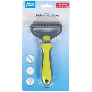 Double Sided Pet Rake - Green by Clever Paws
