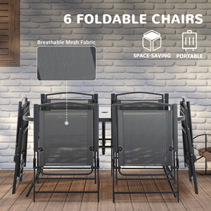 Outsunny 8 Pieces Garden Furniture Set with Parasol Folding Chairs by Outsunny