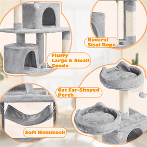 Yaheetech Large Cat Tree House with Scratching Posts - Light Grey / 158cm by Yaheetech