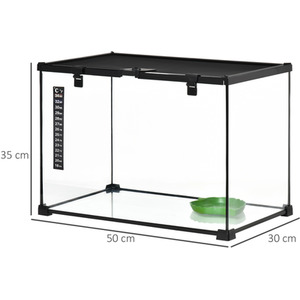 PawHut Reptile Glass Terrarium Reptile Breeding Tank - Black / 35cm by PawHut