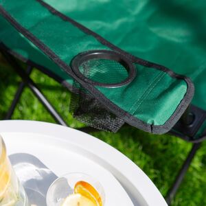 Folding Canvas Camping Chairs - Matt Black - Pack of 4 - Green by Harbour Housewares