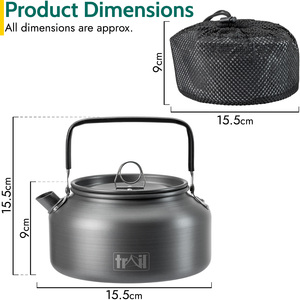 Lightweight Camping Kettle - Black / 17cm by Trail