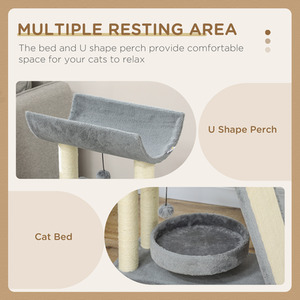 PawHut Cat Tree Tower with Scratching Posts, Pad, Bed, Perch, Toy Ball by PawHut