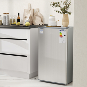 HOMCOM 91 Litre Freestanding Under Counter Fridge Lockable - Silver by HOMCOM