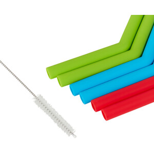 Pack of 6 Reusable Angled Silicone Straws