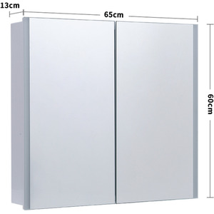 Bathroom Mirror Cabinet with Shaver Socket and Lights - Silvery White by Livingandhome