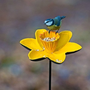 Cast Iron Daffodil Bird Feeder Flower Dish - Yellow / 2 by Selections