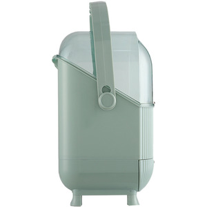 Large Make Up Organiser Dustproof Cosmetic Storage Box with Handle - Green by Livingandhome