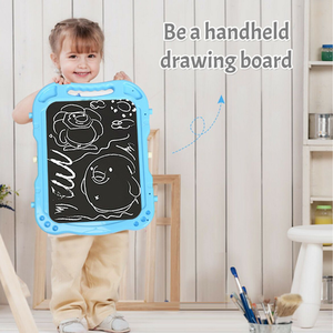Kids Art Easel Double Sided Chalkboard Whiteboard - Blue by Costway