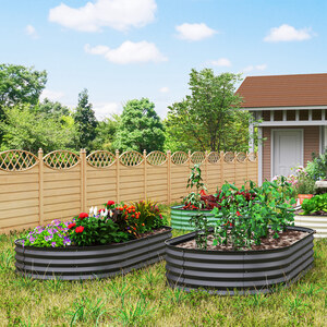 Outsunny Set of 2 Raised Beds with Plant Support Stake by Outsunny