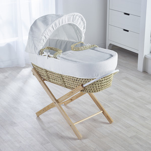 White Waffle Moses Basket - White by Kinder Valley