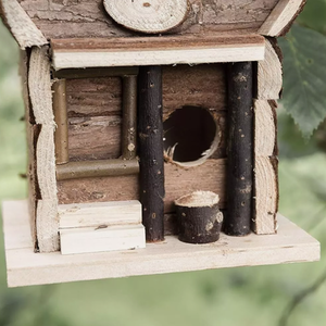 Hanging Wooden Bird House Nesting Box - Brown by Garden Mile