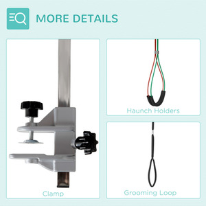 Foldable Pet Grooming Arm with Clamp - Silver by PawHut