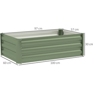 Outsunny Set of 2 Galvanised Garden Raised Bed for Flowers Herbs - Green by Outsunny