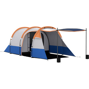 Outsunny 2-3 Man Camping Tent with Bedroom, Living Room and Porch - Orange by Outsunny