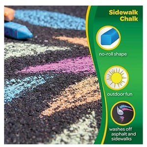 Childrens Crayola Box of 24 Sidewalk Washable Anti-Roll Bright Coloured Chalks - Multicoloured by Crayola