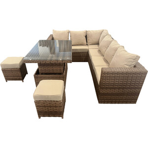 Carolina Adjustable Rattan Table Set - Dark Brown