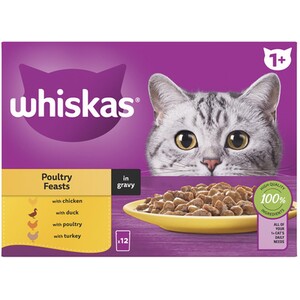 Whiskas 1+ Pouches in Gravy - Poultry Feasts by Whiskas