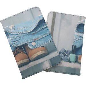 Shoes On The Bench Passport Cover - Blue by Warren Reed - Designer