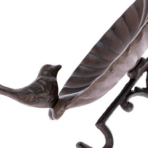 Brown Decorative Bird Bath with Wall Bracket Cast Iron - Brown by Homescapes