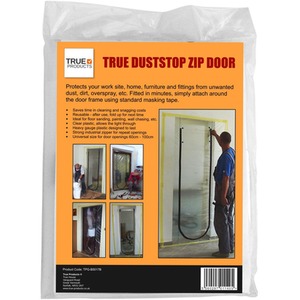 Dust Stop Zip Door Kit U Shaped Door - Black zip, clear polythene by True Products