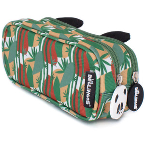 Rototos the Panda 2-Zip Animal Face Pencil Case - Green by Les Deglingos