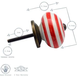 Round Ceramic Cabinet Knobs Pack of 6 Navy Stripe - Navy by Nicola Spring