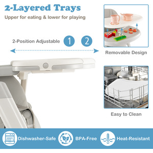 Foldable Baby High Chair Feeding Chair - Grey by Costway