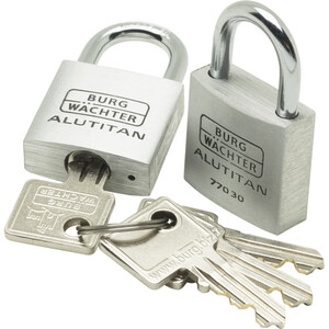 Pack of 2 Alutitan Aluminium Padlocks - Silver / 30mm by Burg-Wachter