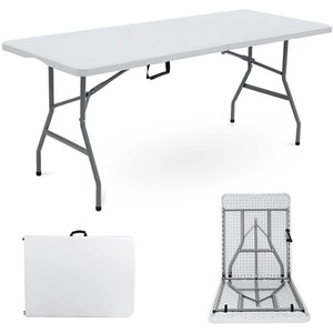 6ft Camping Table Heavy Duty Waterproof Foldable Portable Outdoor - White
