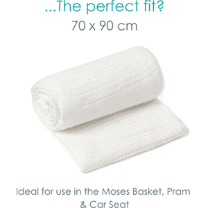 Soft Cotton Cellular Pram Blanket - White by Clair de Lune