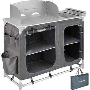 Camping Kitchen with 4 Shelves and Sink - Grey by tectake