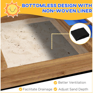 Outsunny Wooden Sandbox with Canopy for Ages 3-7 Years - Brown by Outsunny